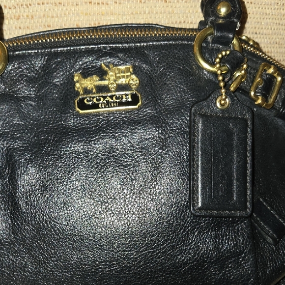 Coach Gold and Black Satchel with Textured Leather - Picture 2 of 7